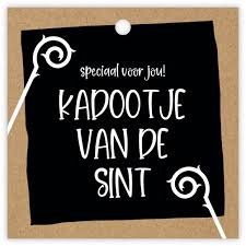 Cadeaulabel:  Speciaal voor jou!  Kadootje van de Sint (dubbel kaartje)