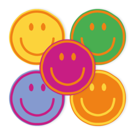 Stickerset: Smileys div. kleuren (5 varianten)