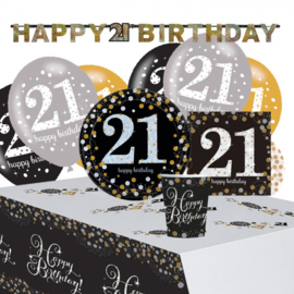 Amscan feestpakket Sparkling 21 jaar zwart/goud 41-delig