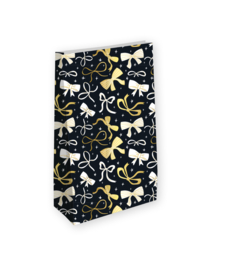 Kraft papieren zak M: Bows black/gold