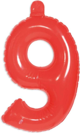 Opblaascijfer 9 rood.
