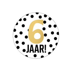 Sticker: 6 jaar (zwart stippen)