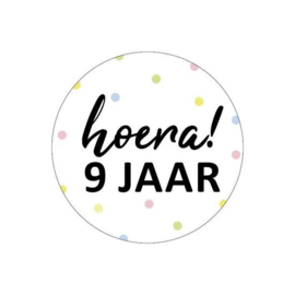 Sticker: Hoera! 9 jaar