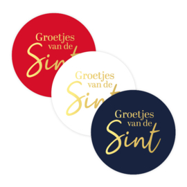 Stickerset: Groetjes van de Sint rood/wit/blauw (3 varianten)
