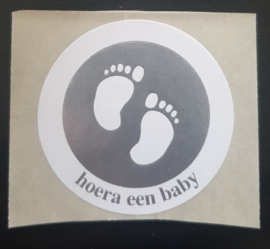 Sticker: Hoera een baby (zilver)