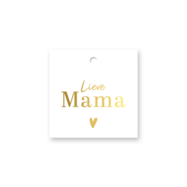 Cadeaulabel:  Lieve mama  (wit/goud)