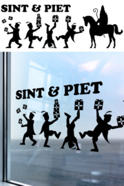 Raamsticker: Sint & Piet zwart