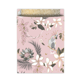 Tijdschriftzak Tropical Garden roze (25 x 34cm +4 cm)
