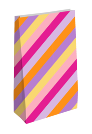 Kraft papieren zak: Stripes pink