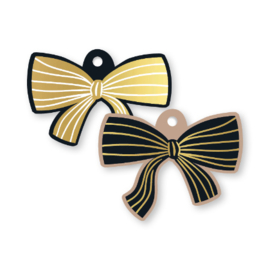Cadeaulabel: Strik zwart/goud (dubbelzijdig)