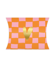 Gondeldoosje: Handdrawn Grid + hart Oranje/Roze
