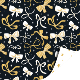 Cadeaupapier: Bows black/gold (1 meter)