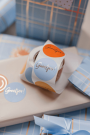 Stickerset: Groetjes! kleurrijk (5 varianten)