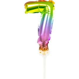 Folieballon Taart Topper Regenboog Cijfer 7