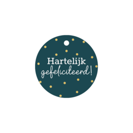 Cadeaulabel:  Hartelijk gefeliciteerd