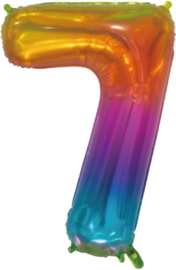 Folieballon nr: 7 regenboog transparant (76cm)
