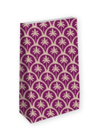 Kraft papieren zak M: Tropical Deco (paars)