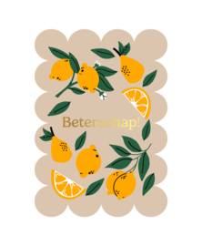 Ansichtkaart bubble: Beterschap + lemons