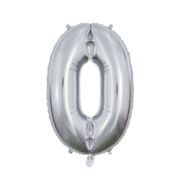 Folieballon nr: 0 zilver (66cm)