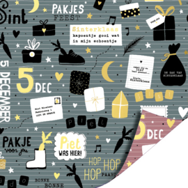 Cadeaupapier: Pakjesfeest luxe '24 (1 meter)