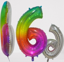 Folieballon nr: 6 regenboog transparant (76cm)