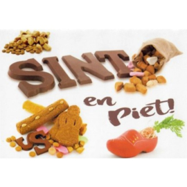 Wenskaart: Sint & Piet (snoep)