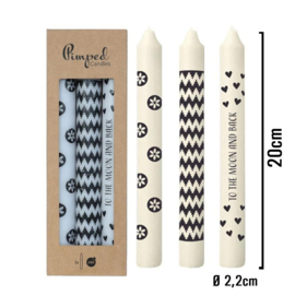 Kaarsen: To the moon... zwart/wit (set van 3)