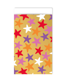 Cadeauzakje 12 x 19cm: Stars gold/multicolor