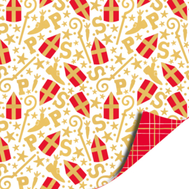 Cadeaupapier: Mijter feest wit (1 meter)