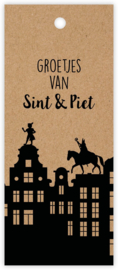 Cadeaulabel:  Groetjes van Sint & Piet (dubbel kaartje)