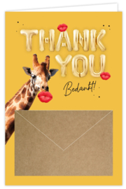 Wenskaart met envelopje: THANK YOU Bedank!