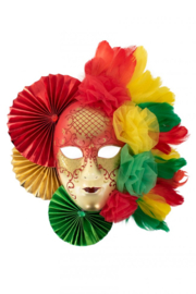 Decoratie masker rood-geel-groen