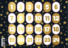 A5 stickervel:  Advent kalender zwart/goud