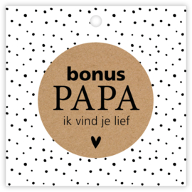 Cadeaulabel: Bonus papa ik vind je lief.