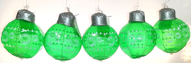 Set van 5 groene opblaasbare kerstballen