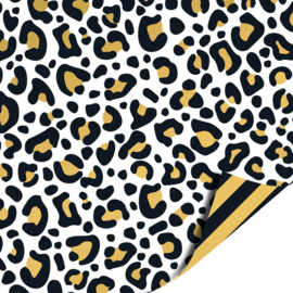 Cadeaupapier: Leopard white/gold (1 meter)
