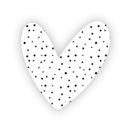 Sticker hartjesvorm: Wit met zwarte stip