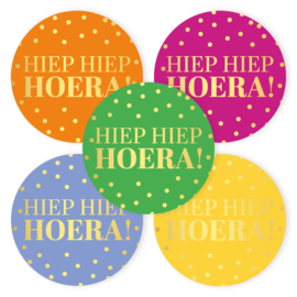 Stickerset: Hiep Hiep Hoera! / stip (5 varianten)