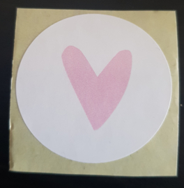 Sticker Hart wit/roze