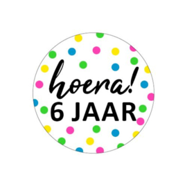 Sticker: Hoera! 6 jaar (neon)