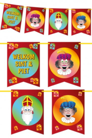 Vlaggenlijn: Welkom Sint en Piet vaandel (vrolijk)