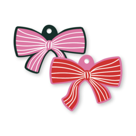 Cadeaulabel: Strik rood/roze (dubbelzijdig)