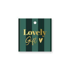 Cadeaulabel:  Lovely gift (groen/goud)