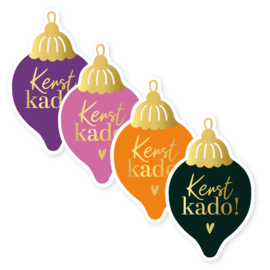 Stickerset: Kerst kado kerstbal (4 varianten)
