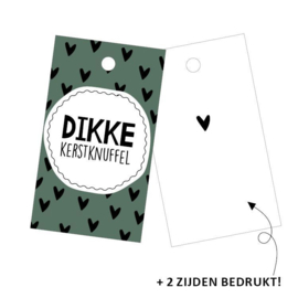 Cadeaulabel:  Dikke kerstknuffel (2-zijdig)