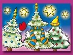 Ansichtkaart: Kerstbomen (kleur)