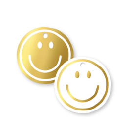 Cadeaulabel: Smiley wit/goud (dubbelzijdig)