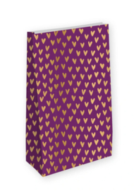 Kraft papieren zak M: Lots of love (paars)