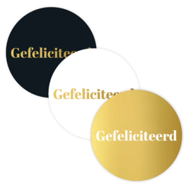 Stickerset: Gefeliciteerd wit/zwart/goud (3 varianten)
