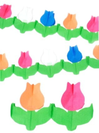 Guirlande tulp rood/wit/blauw/oranje 6 meter.